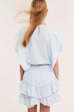 Bomullsbluse med blondedetaljer