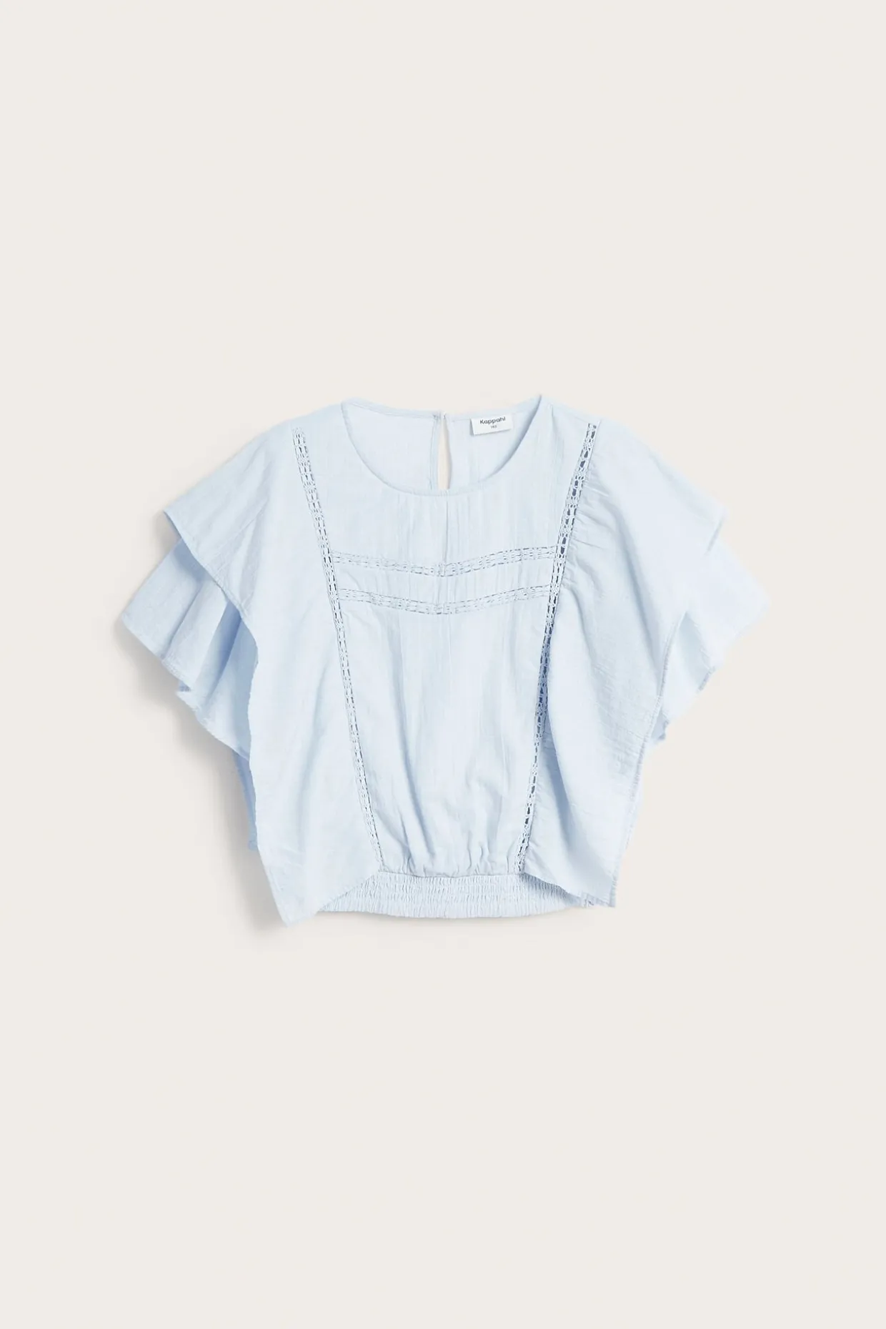 Bomullsbluse med blondedetaljer