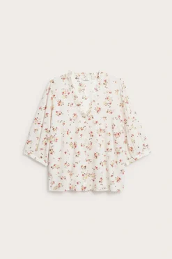 Bomullsbluse med volangkant