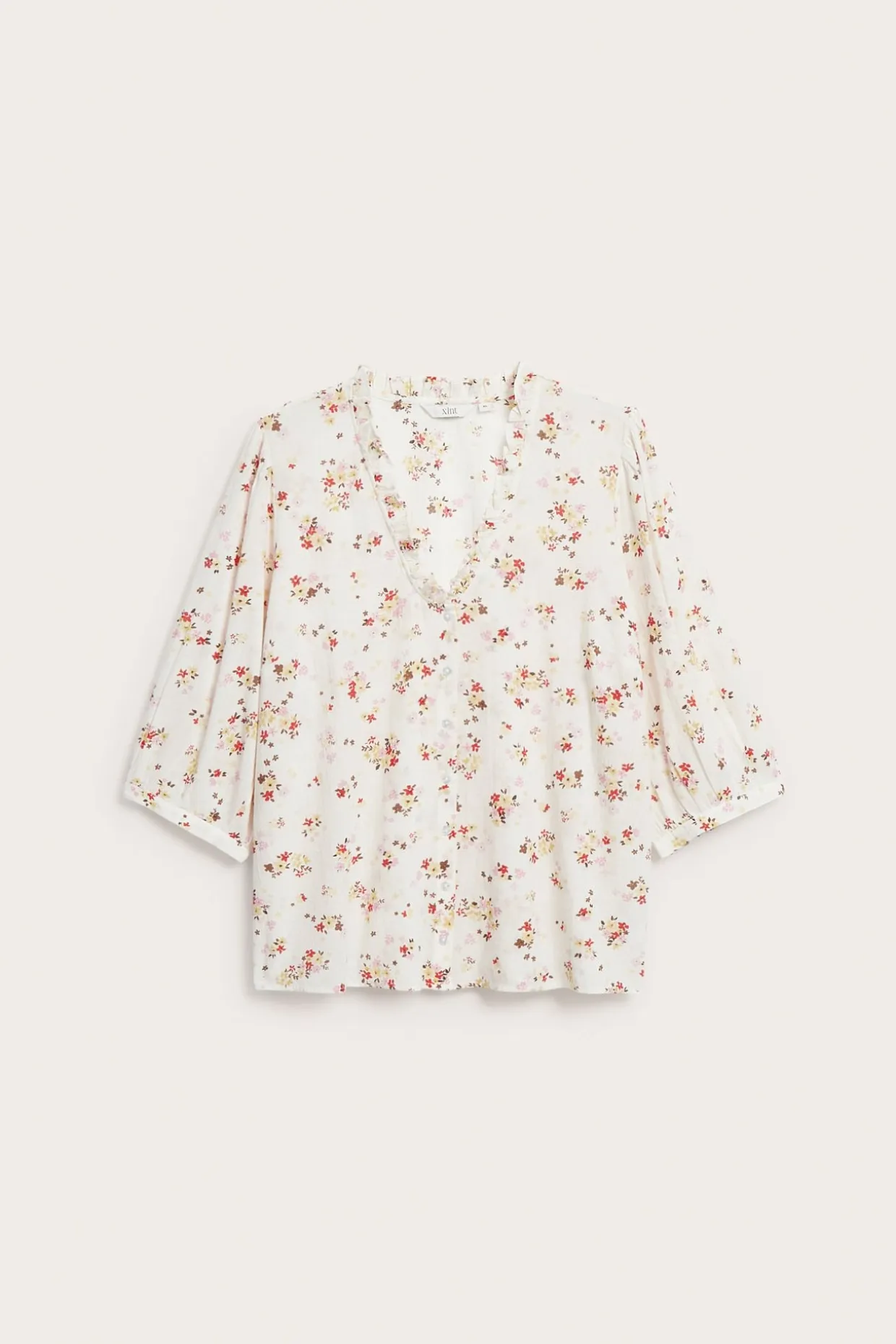 Bomullsbluse med volangkant