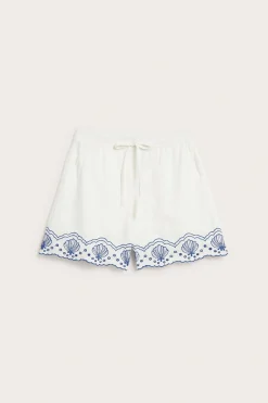 Bomullsshorts med broderie anglais