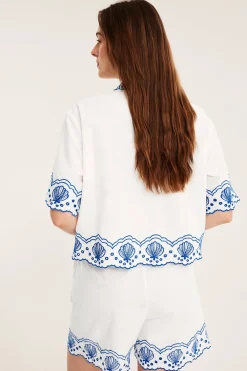 Bomullsshorts med broderie anglais