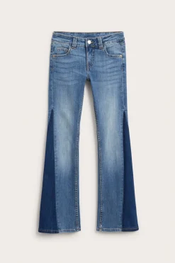 Bootcut jeans med lav midje og tofargede ben