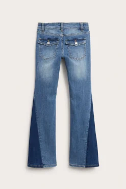 Bootcut jeans med lav midje og tofargede ben
