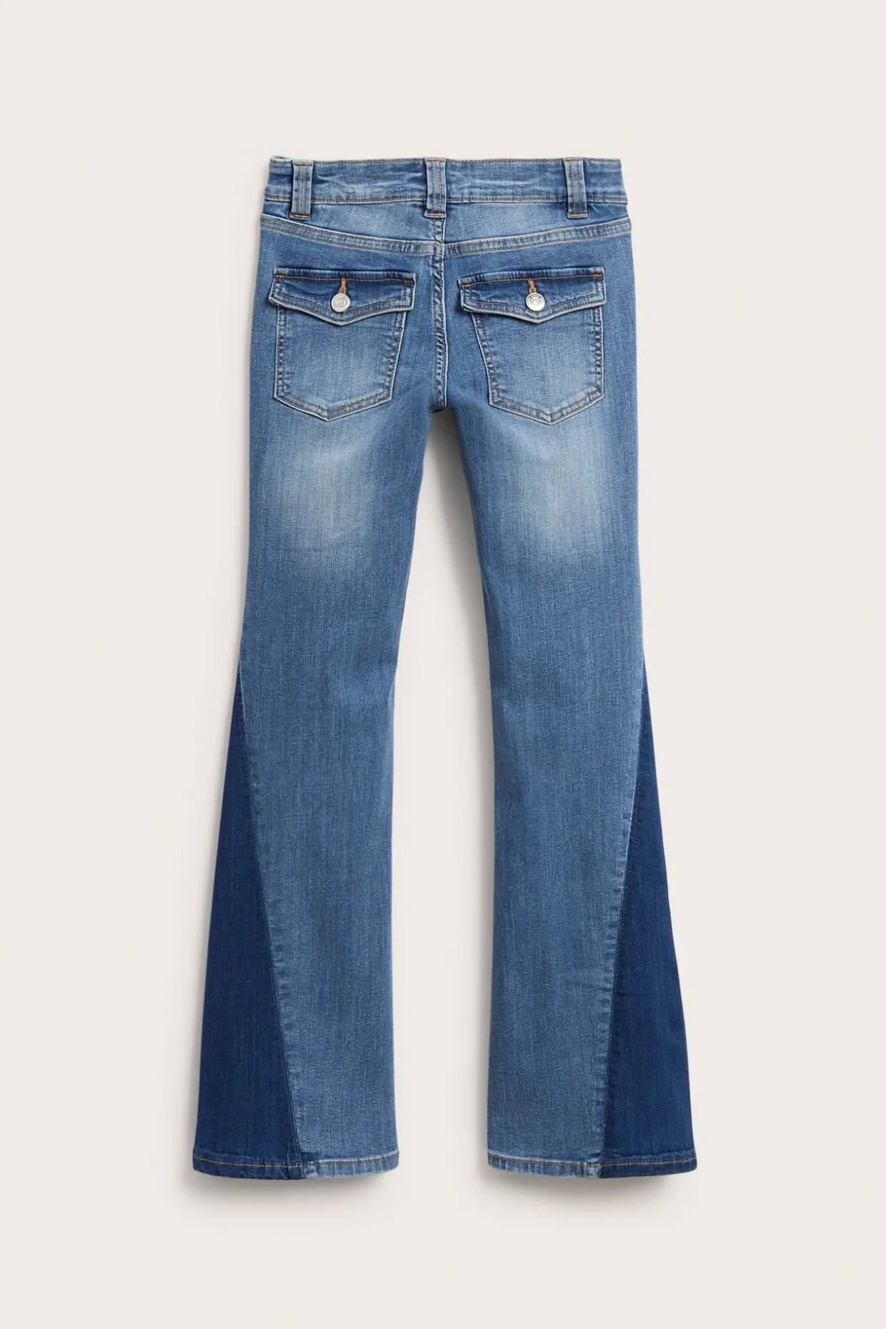 Bootcut jeans med lav midje og tofargede ben