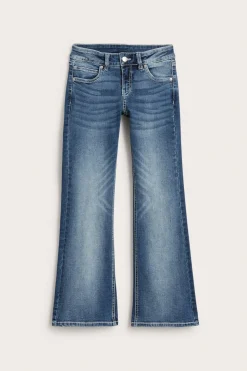 Bootcut-jeans med lavt liv og broderte baklommer