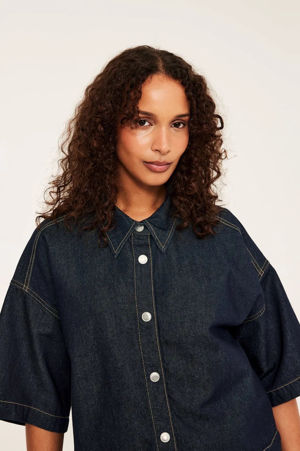 Boxy jeansskjorte