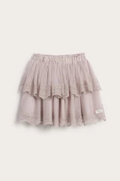 Brodert meshskjørt med volanger