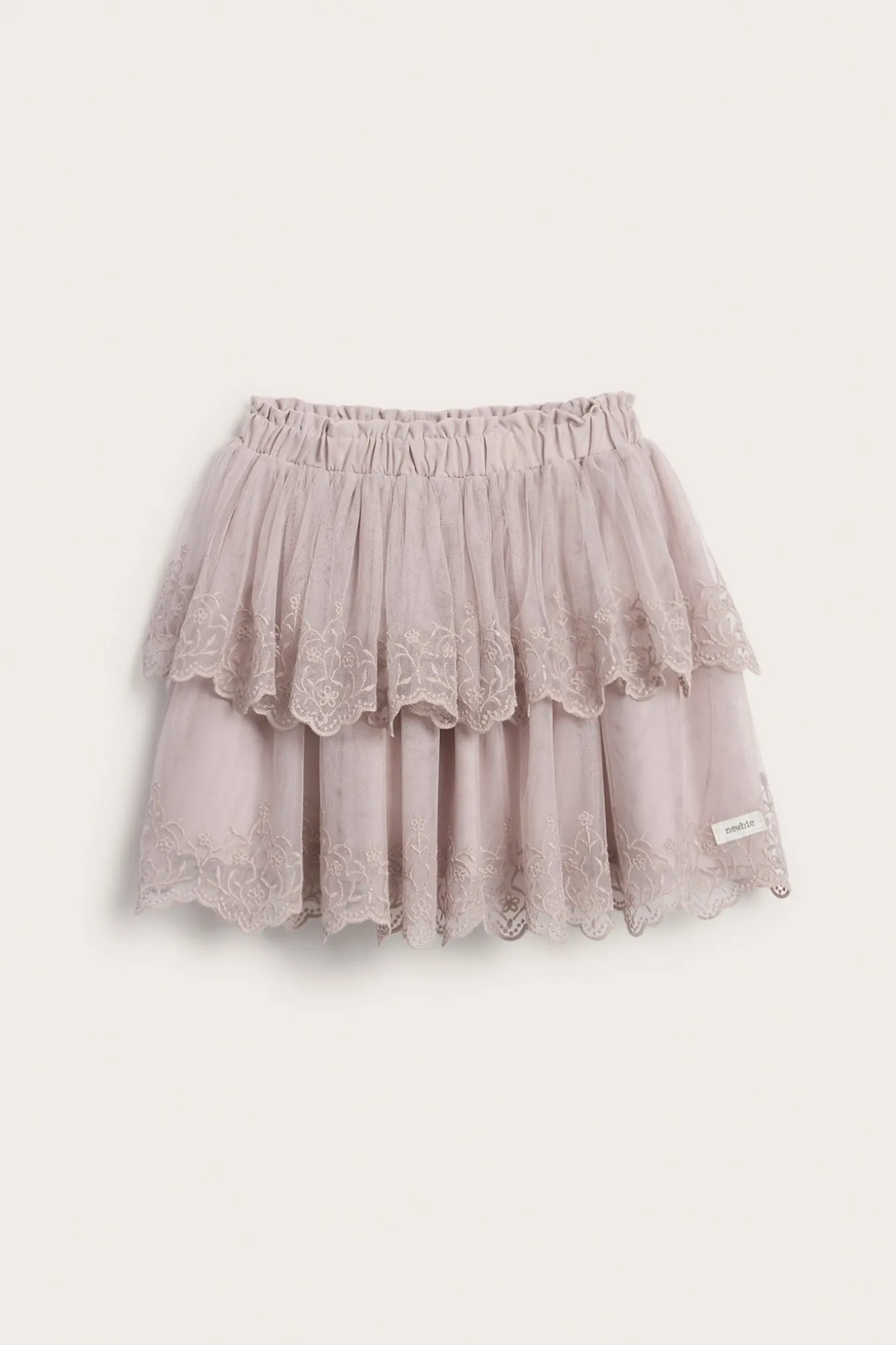 Brodert meshskjørt med volanger
