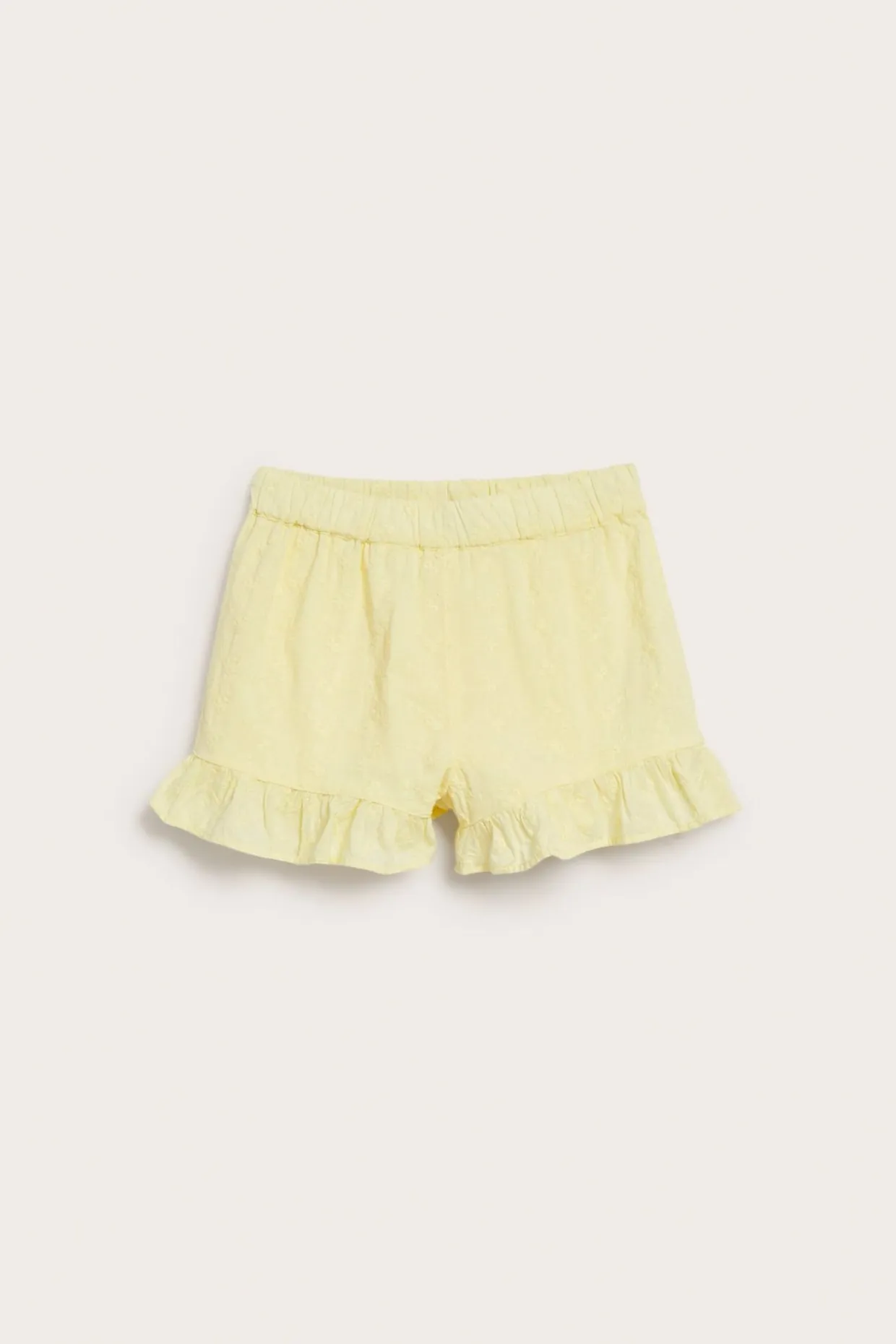 Brodert shorts med volang