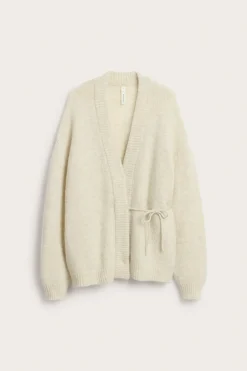 Cardigan i ullblanding med knytebånd