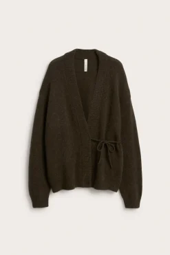 Cardigan i ullblanding med knytebånd