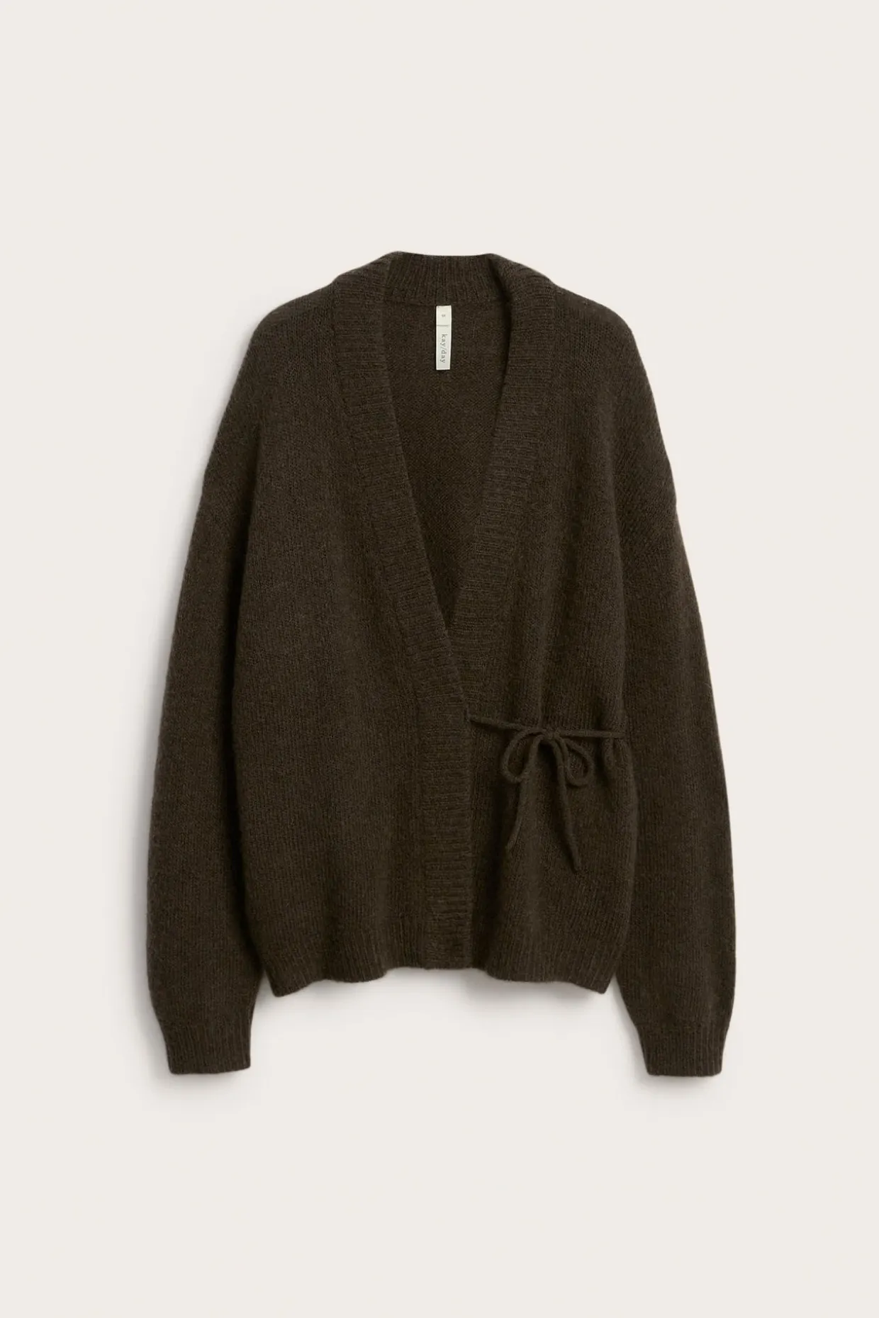 Cardigan i ullblanding med knytebånd