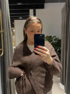 Cardigan i ullblanding med knytebånd