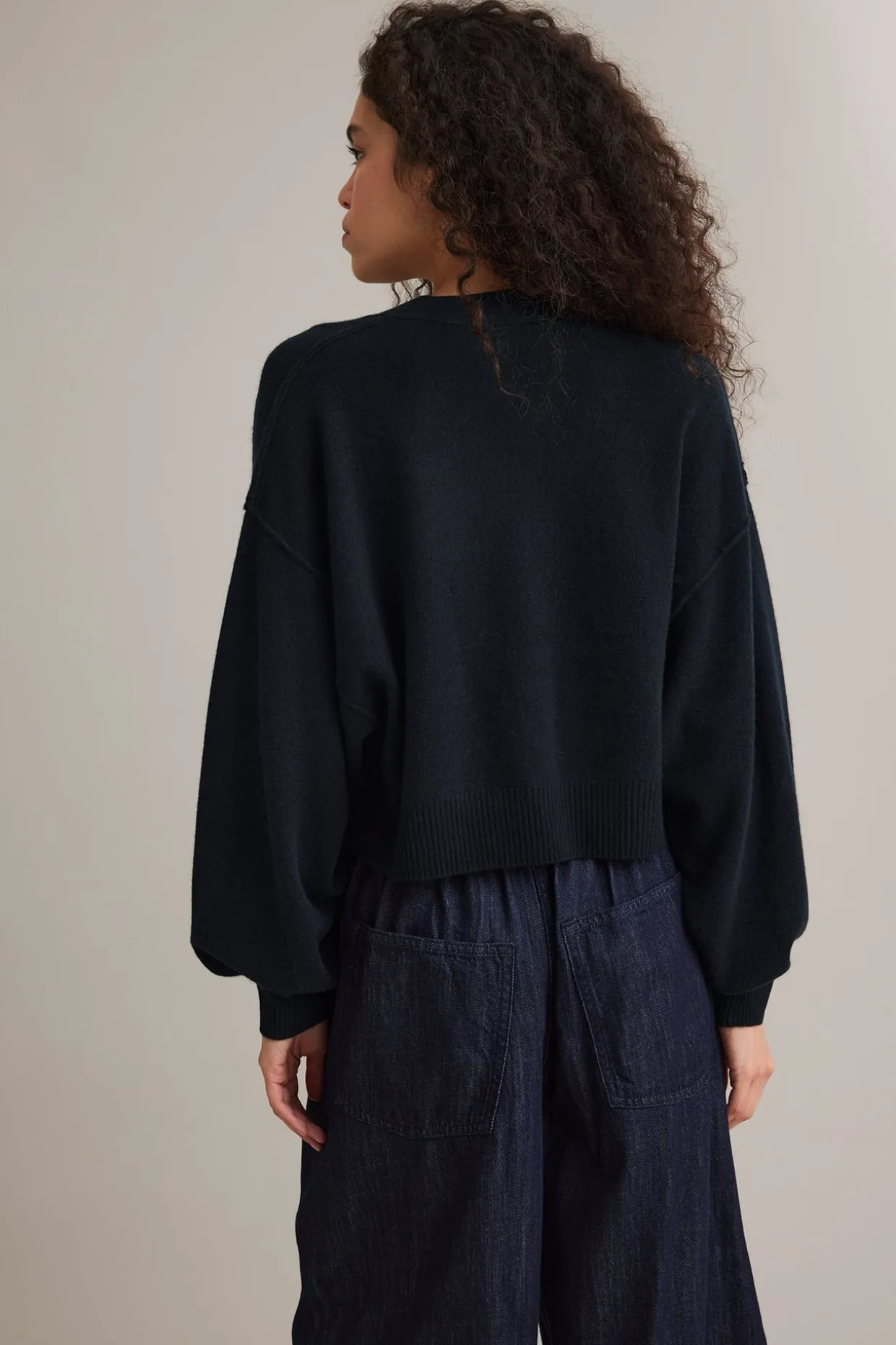 Cardigan i ull- og kasjmirblanding