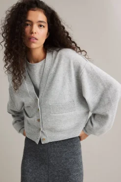 Cardigan i ull- og kasjmirblanding