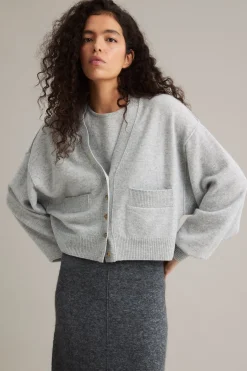 Cardigan i ull- og kasjmirblanding