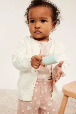 Cardigan med pointelle-mønster