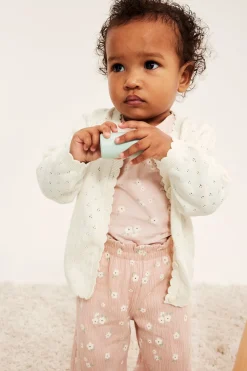 Cardigan med pointelle-mønster