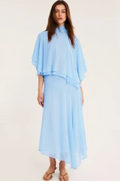 Chiffonbluse med kappesilhuett