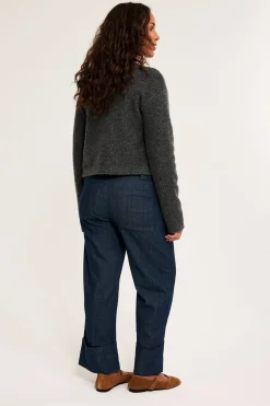 Cropped straight jeans high waist
