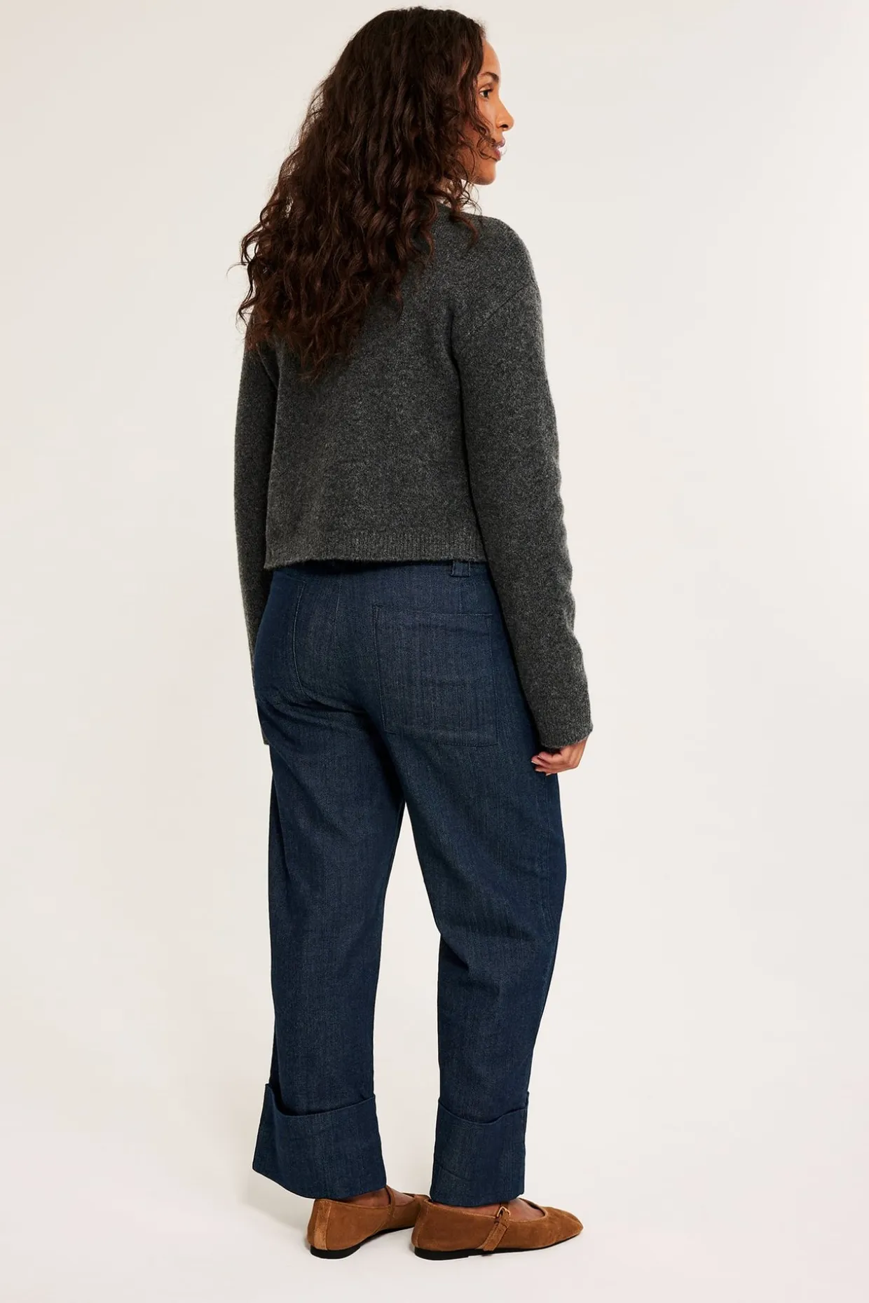 Cropped straight jeans high waist