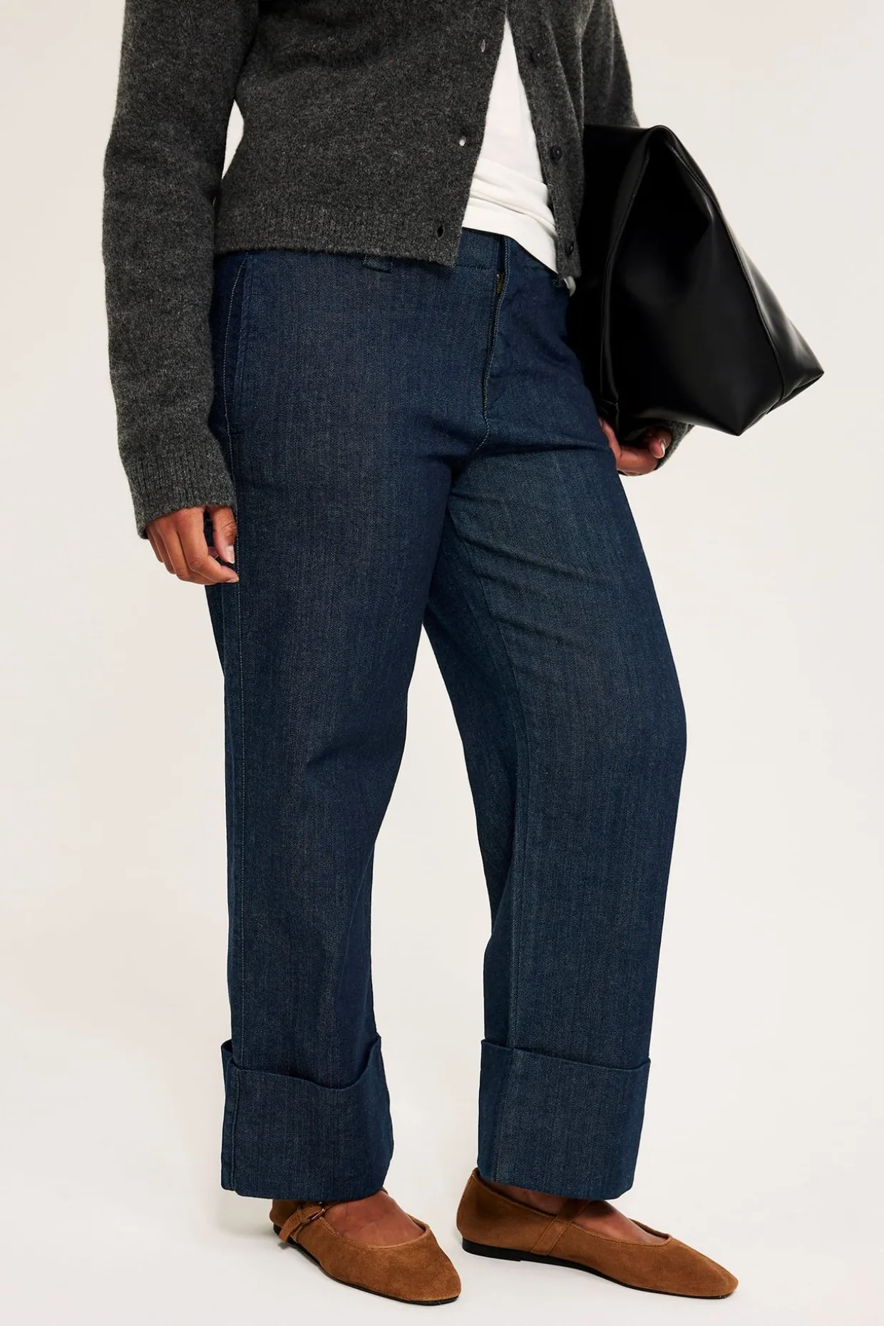 Cropped straight jeans high waist