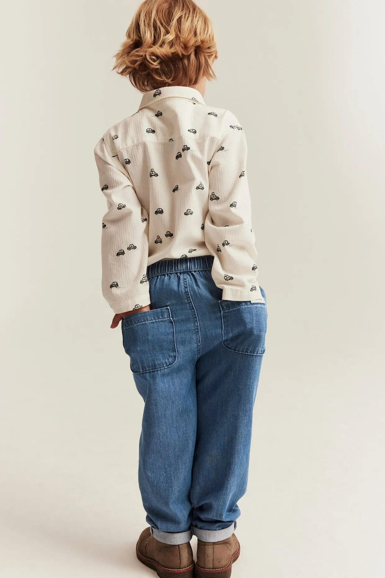 Denimbukser med snøring