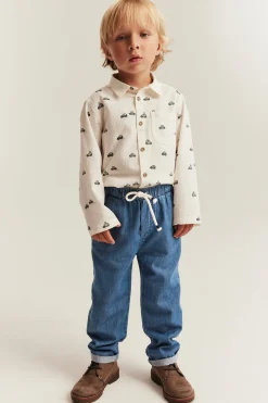 Denimbukser med snøring