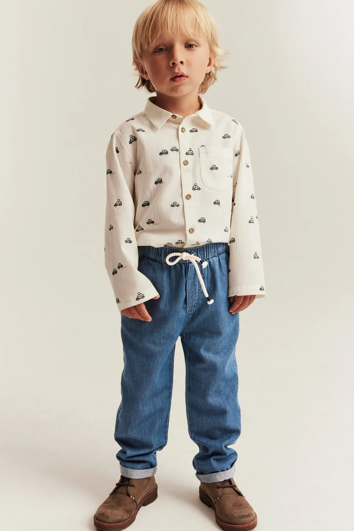 Denimbukser med snøring