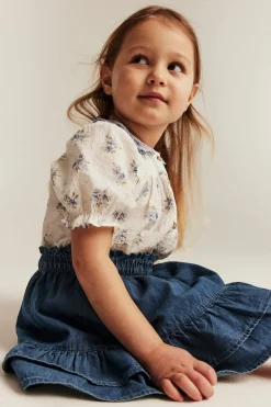 Denimskjørt med volanger