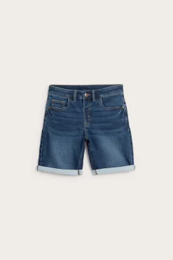 Elastiske jeansshorts i joggerdenim