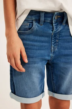 Elastiske jeansshorts i joggerdenim