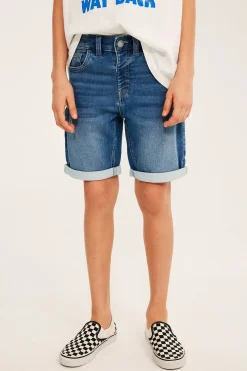 Elastiske jeansshorts i joggerdenim