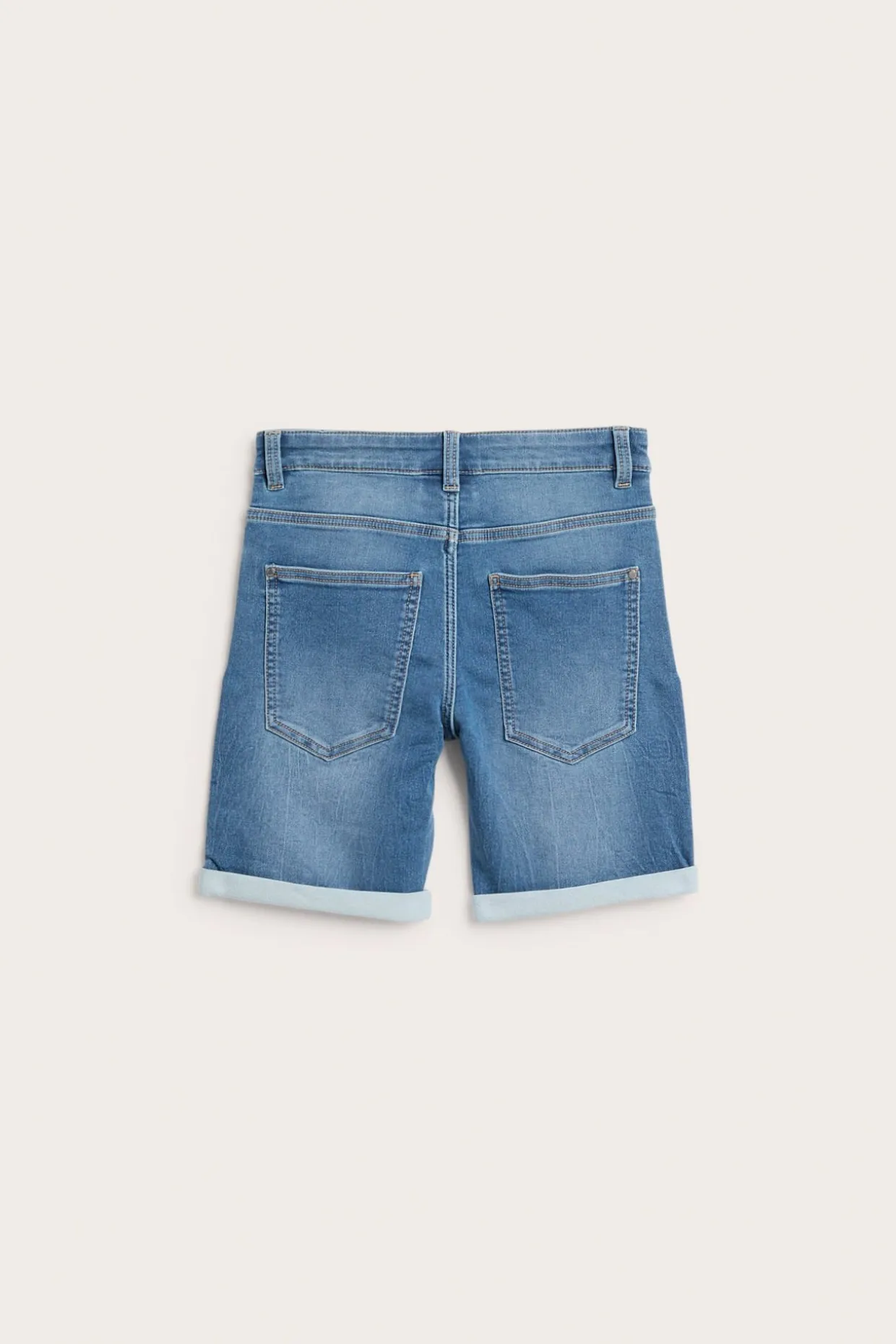 Elastiske jeansshorts i joggerdenim