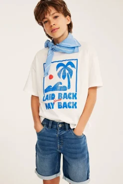 Elastiske jeansshorts i joggerdenim
