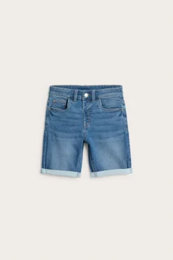 Elastiske jeansshorts i joggerdenim