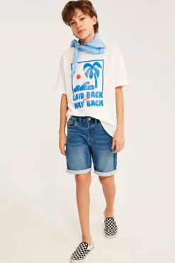 Elastiske jeansshorts i joggerdenim