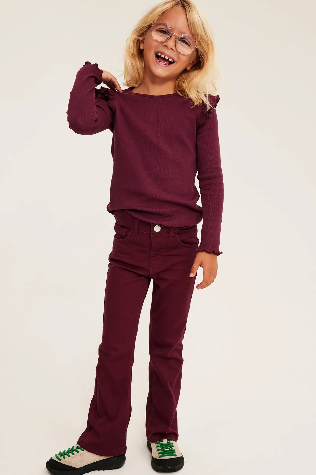 Fargede twill-jeans i bootcut-modell