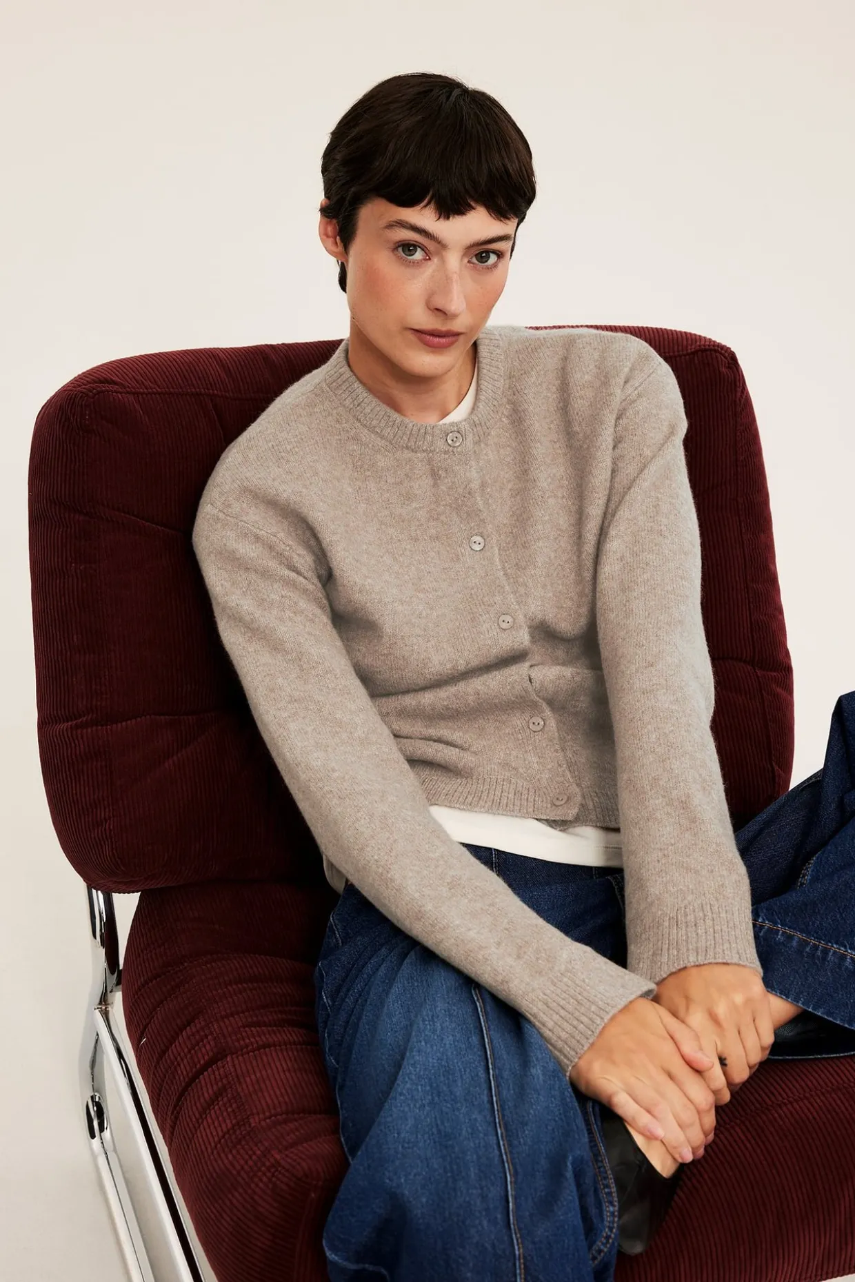 Finstrikket cardigan