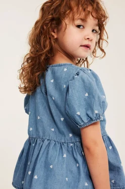 Hjertemønstret bluse i myk denim