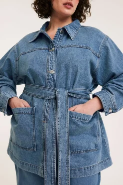 Jeansjakke med belte