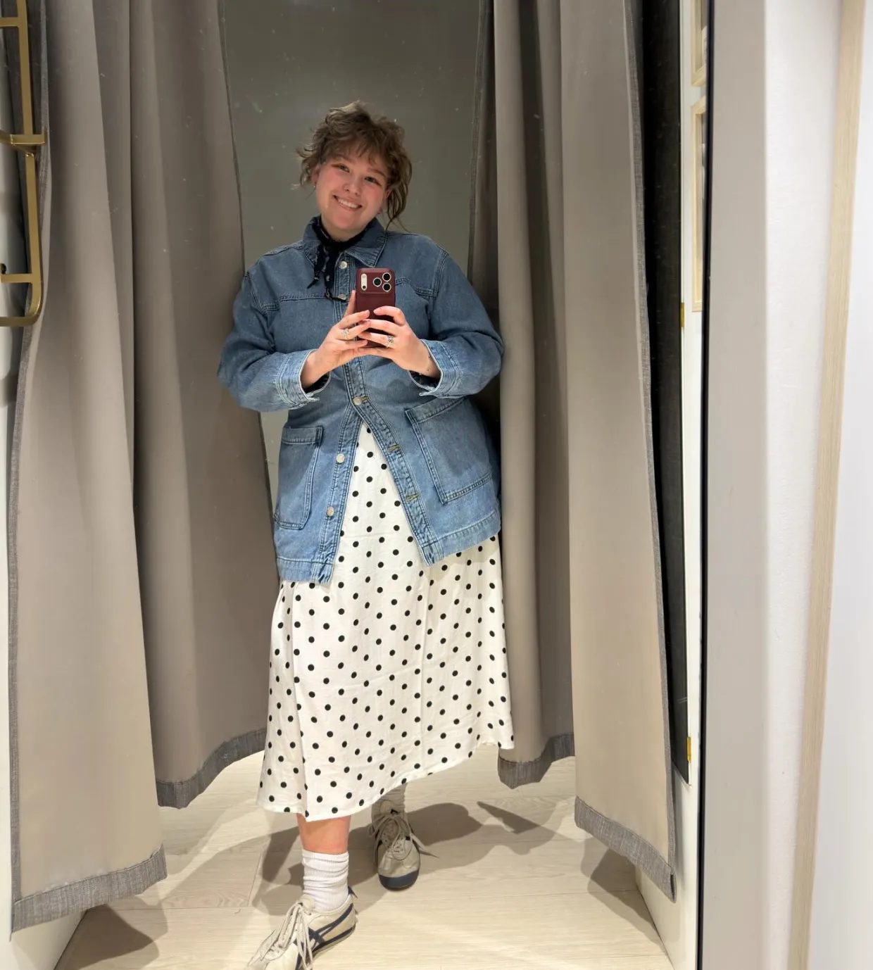 Jeansjakke med belte