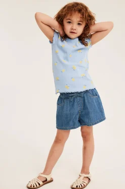 Jeansshorts i dra-på-modell