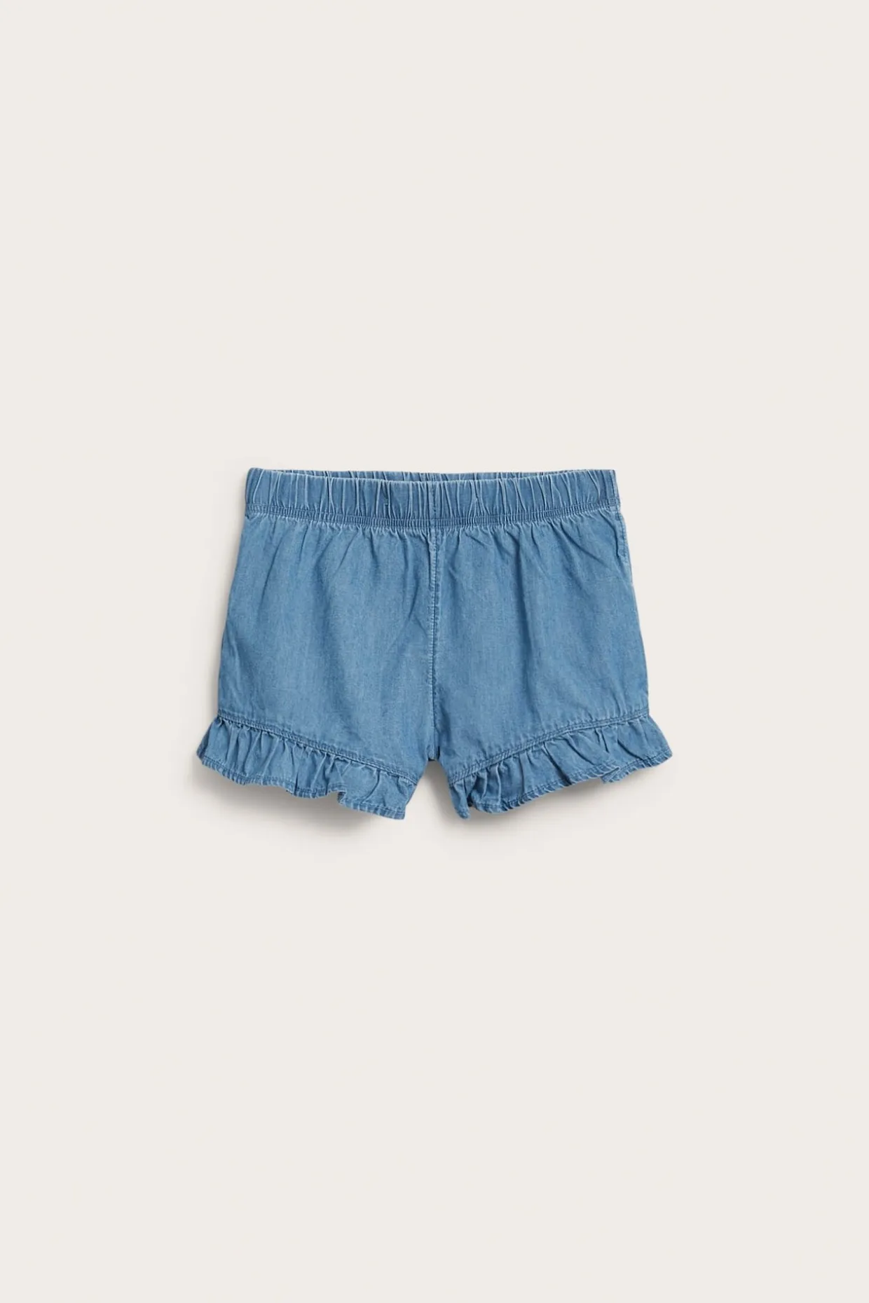 Jeansshorts med volangkant