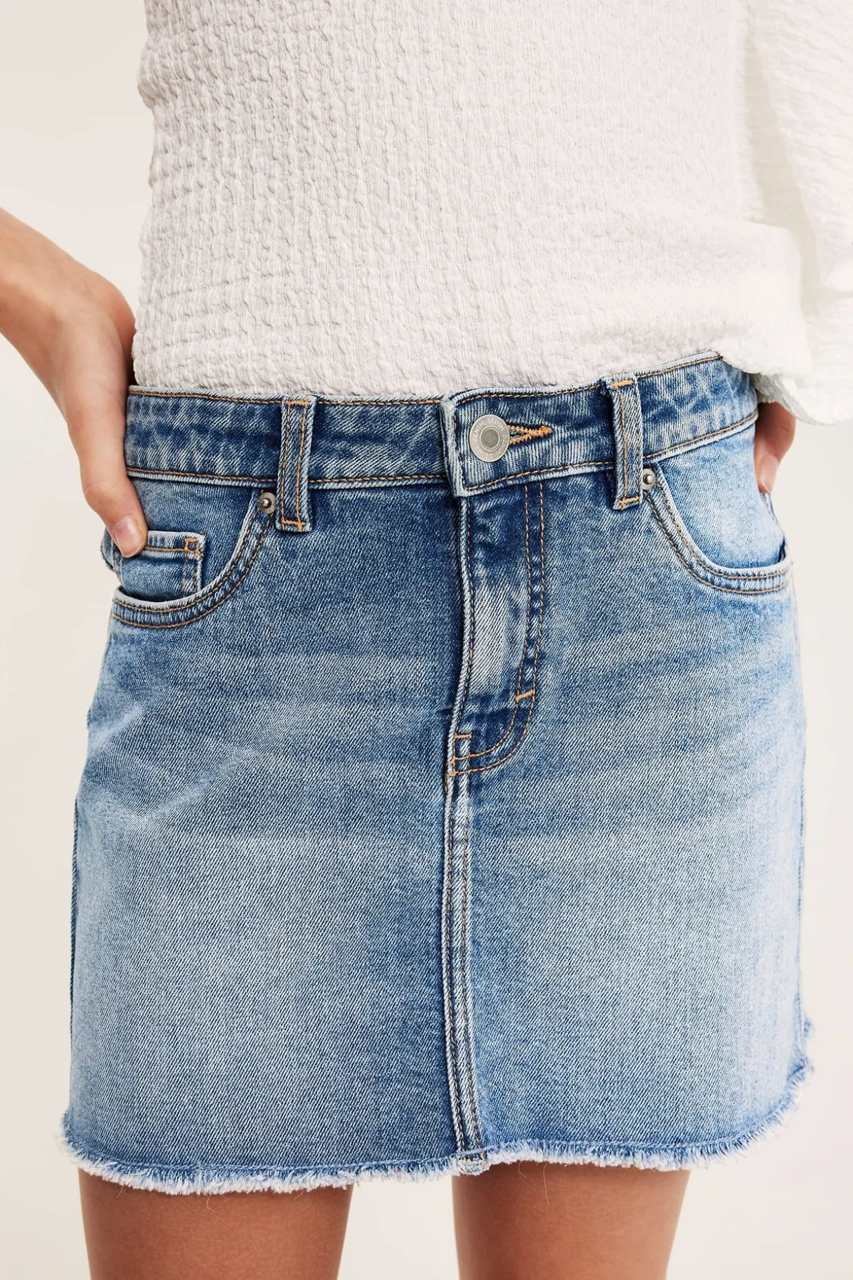 Jeansskjørt med lav midje