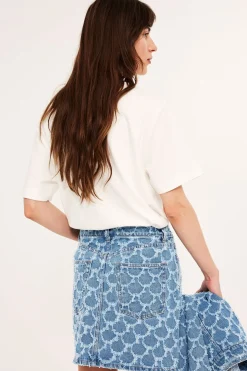 Jeansskjørt med struktur