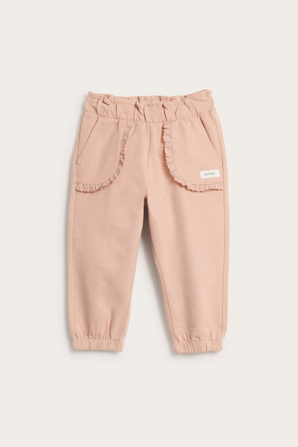 Joggebukser med blondedetaljer
