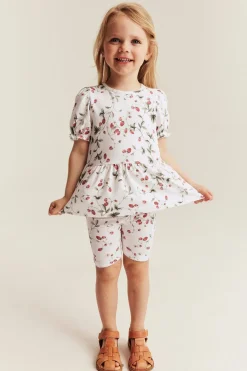 Jordbærmønstret peplumtopp