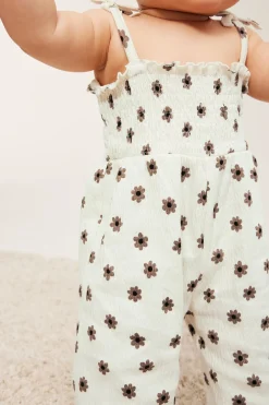 Jumpsuit med små blomster og sløyfer